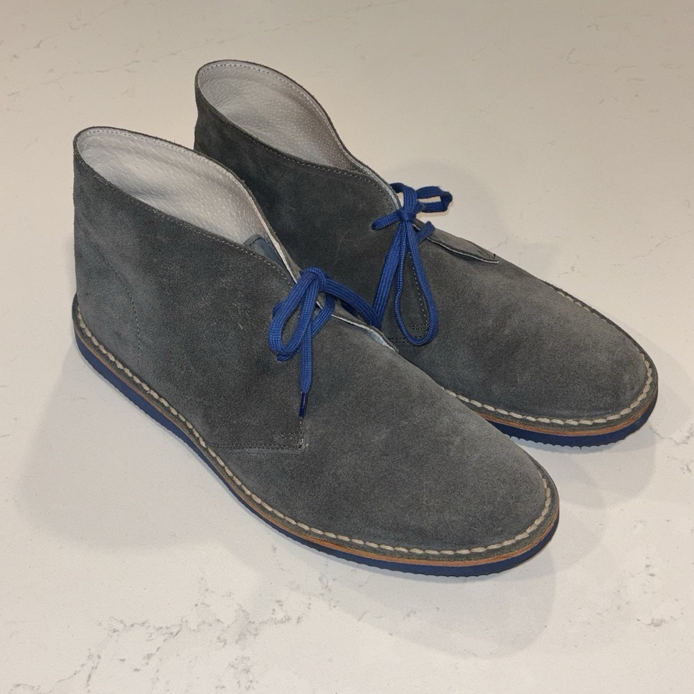 EUC Cinti Italy Men's Suede Chukka Desert Boots Gray Suede Blue Sole EU 43 US 10